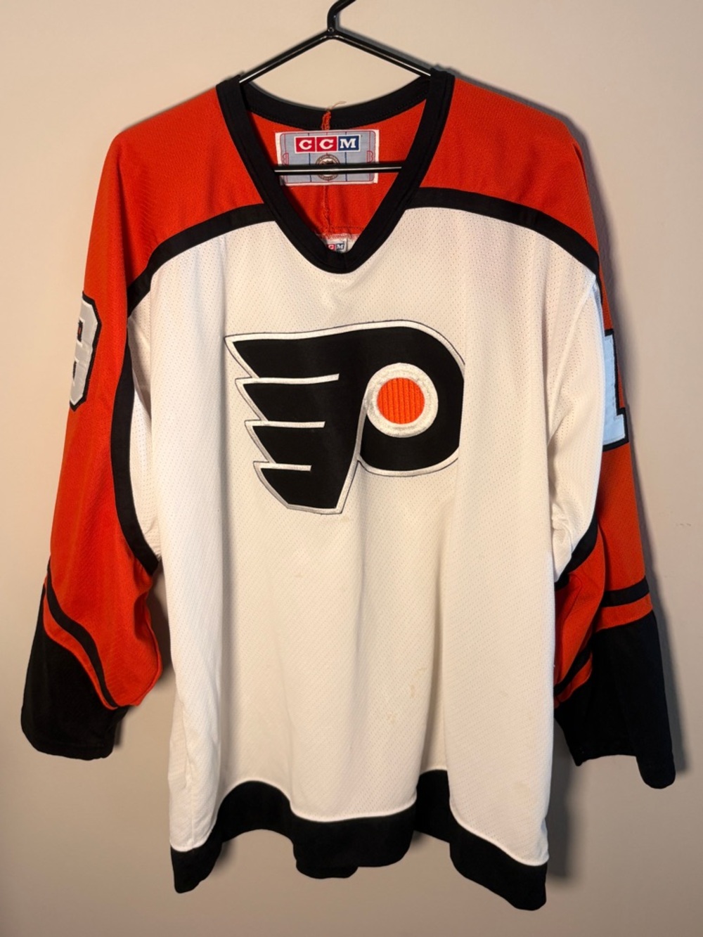 CCM Philadelphia Flyers White Orange Black Retro Hockey Jersey